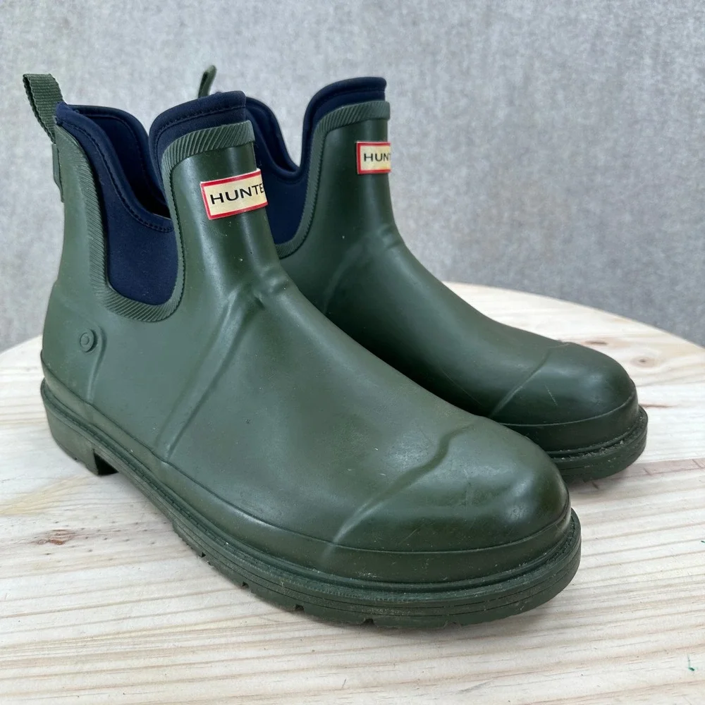 Hunter x Target Men Size 12 Green Rubber Ankle Rain Boots Gorpcore Utility